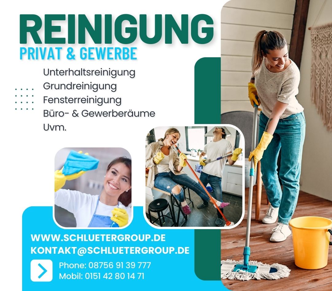 Reinigungskräfte der Schlueter Group bei der Arbeit – freundlich, professionell und regional