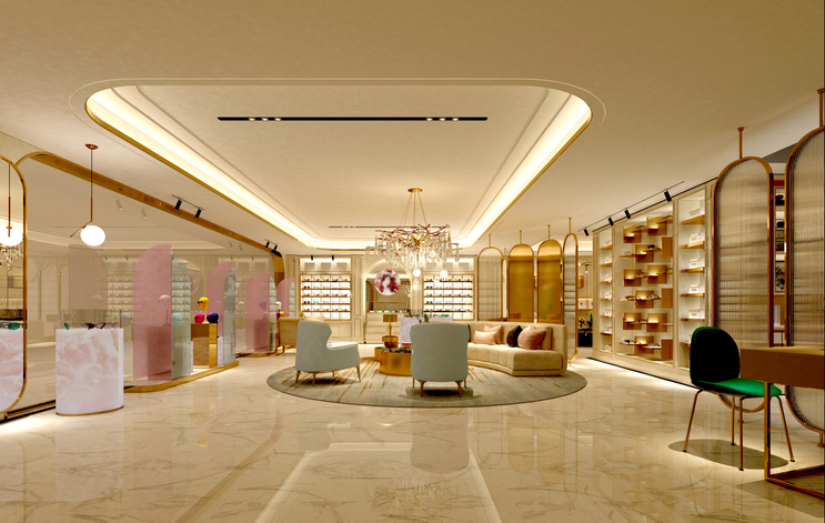 Ein makellos sauberer und luxuriöser Showroom in München mit perfekt poliertem Marmorboden und gepflegten Designermöbeln – das Ergebnis der exklusiven Reinigungsdienstleistungen der Schlueter Group.